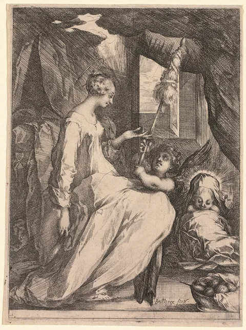 Jacques Bellange, The Virgin and Child with Distaff and an Angel