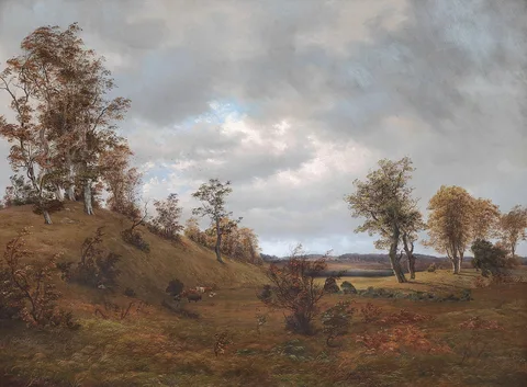 Vilhelm Kyhn, Autumn landscape with hills.