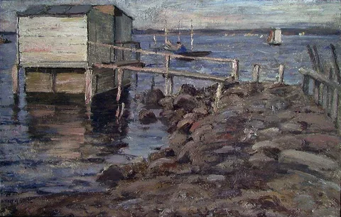 Frederik Collett, Bathing Hut at the Beach