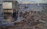 Frederik Collett, Bathing Hut at the Beach