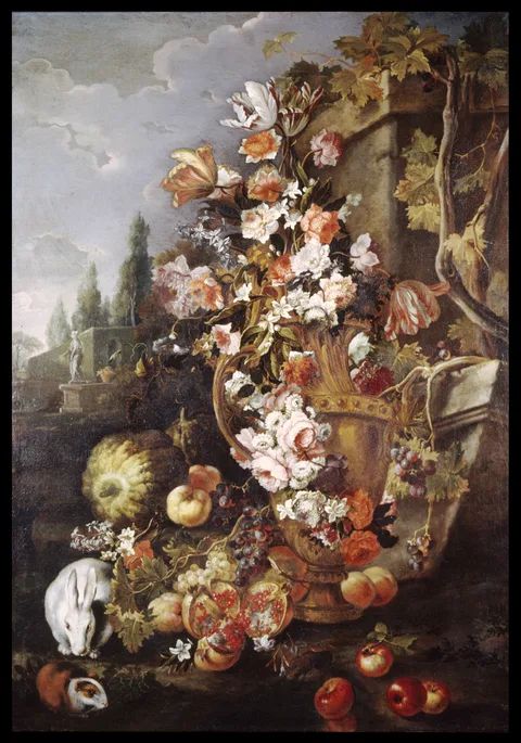 Franz Werner Tamm, Still Life of Flowers and Fruits in a Garden