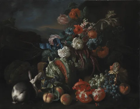 Franz Werner Tamm, Stone Base with Flowers and Fruit