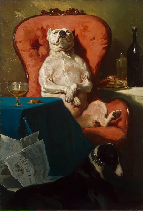 Alfred de Dreux, Pug Dog in an Armchair