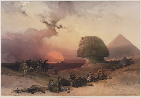 Louis Haghe, Egypt and Nubia, Volume III:  Approach of the Simoon-Desert at Gizeh