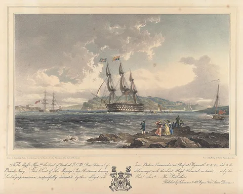 Louis Haghe, His Majesty's Ship Britannia Leaving Hamoaze with the Lord High Admiral On Board