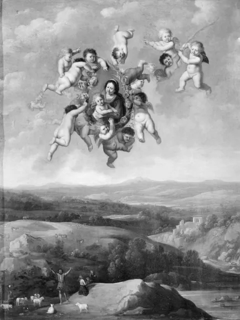 Pieter van Avont, Floating Angels with Image of the Virgin