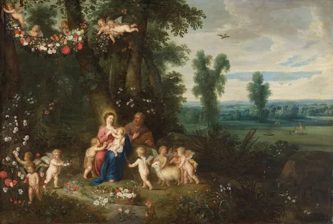 Pieter van Avont, Madonna and Child, St John the Baptist and Angels