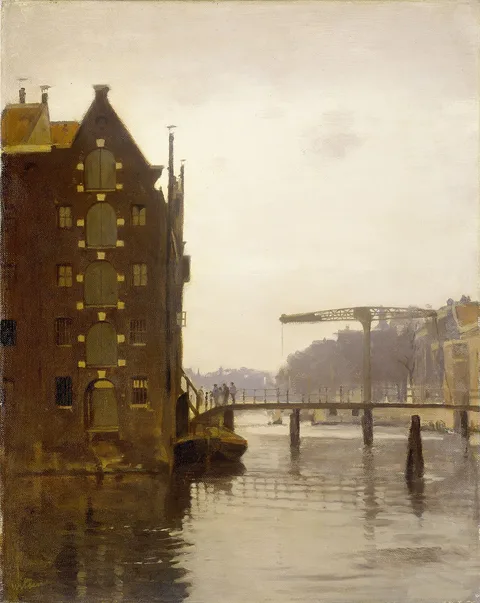 Willem Witsen, Pakhuizen aan een Amsterdamse gracht op Uilenburg