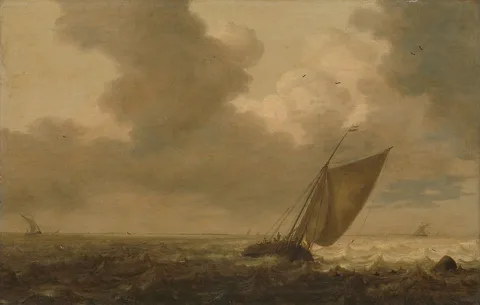 Pieter Mulier the Elder, Fishing boat with the wind in the sails