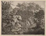 Carl Wilhelm Kolbe, Landscape with Large Leaves and Three Satyrs