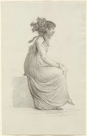 Carl Wilhelm Kolbe, A Seated Young Woman Wearing a Fashionable Hat