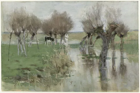 Geo Poggenbeek, High water in the pasture.
