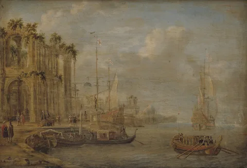 Jacobus Storck, Harbour Scene with Antique Ruins