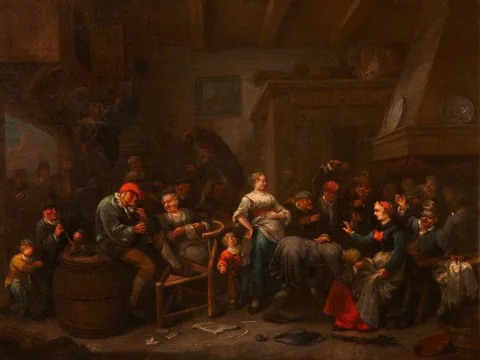 Bernardus van Schijndel, Playing Forfeits (Revellers in an Inn)
