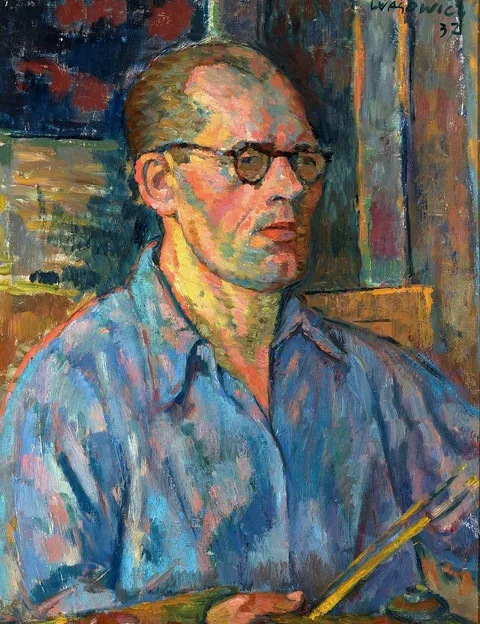 Wacław Wąsowicz, Blue self-portrait.