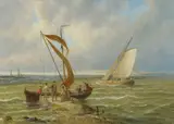 William Raymond Dommersen, Fisherman and Boats in an Estuary