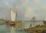 William Raymond Dommersen, Fisherman and Boats in an Estuary