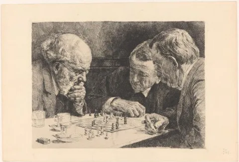 Paul Hey, Drie mannen bij schaakspel
