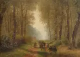 Albert Arnz, Shooting party on a woodland path