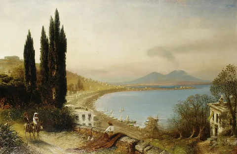 Albert Arnz, Figures on a track with the Bay of Naples beyond