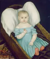 Joseph Whiting Stock, Baby in Wicker Basket