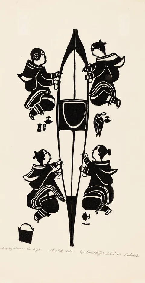 Kiakshuk, Singing Women Sewing Kayak