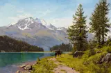 August Fischer, A summer day at Lake Sils in Switzerland.