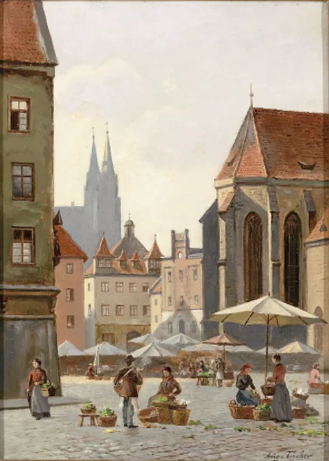 August Fischer, The Fruit Market in Nuremberg.
