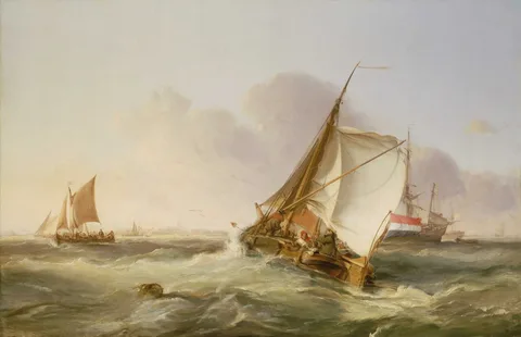 George Chambers, A Dutch Boeier in a Fresh Breeze