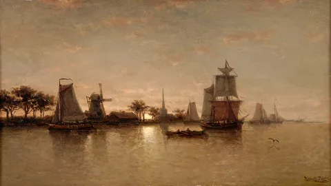 Auguste Musin, River Landscape at Moonlight