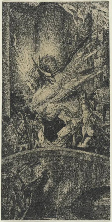 Léon Bakst, Study for The Sleeping Beauty: The Aged King Pleads with the Good Fairy