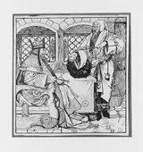 Howard Pyle, The Master of the Black Arts Bringeth a Curious Little Black Hen to the King, for "The Wonder Clock"