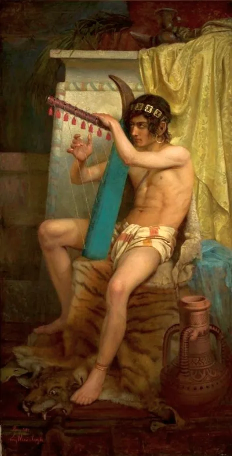 Ludwik Wiesiołowski, David playing the harp