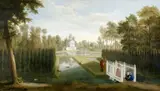 Pieter Andreas Rijsbrack, A View of Chiswick House Gardens (towards the rear of the Bagnio from south of the upper river)