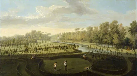 Pieter Andreas Rijsbrack, A View of Chiswick House Gardens from the West towards the Bagnio