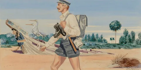 Stevan Dohanos, Panel 2, Legend of James Edward Hamilton--Barefoot Mailman (mural study, West Palm Beach, Florida Post Office)
