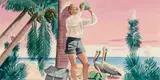 Stevan Dohanos, Panel 6, Legend of James Edward Hamilton--Barefoot Mailman (mural study, West Palm Beach, Florida Post Office)