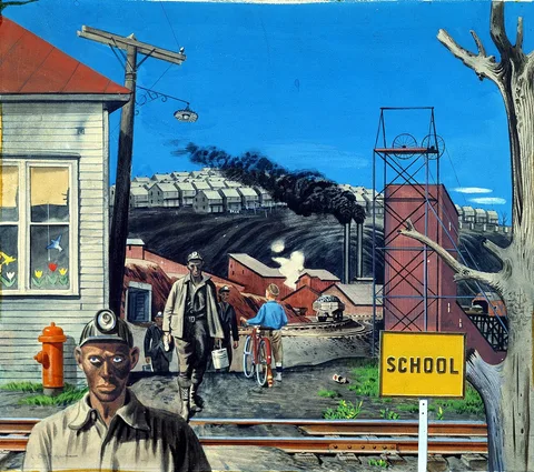 Stevan Dohanos, Mining Village (Study for mural, Huntington, West Virginia forestry service building)