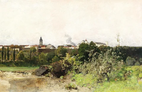 Adolf Gustav Ditscheiner, View of Enns on the Danube