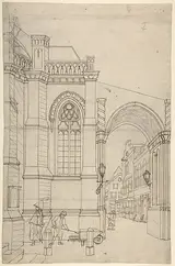 Jan Hendrik Verheijen, A Townscape with a Churchgate