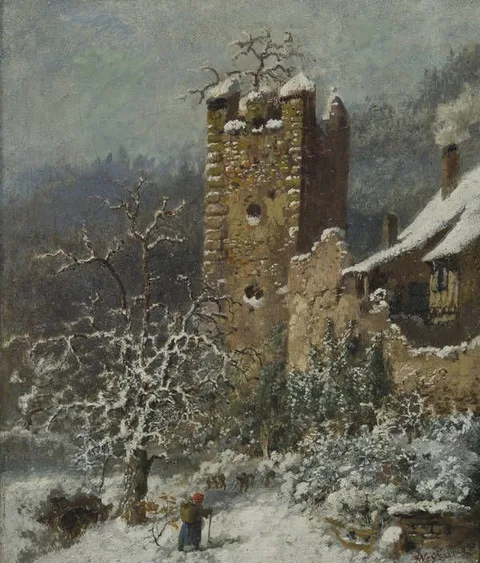 Karl Weysser, View of the Ruins of Castle Krobsburg in Winter