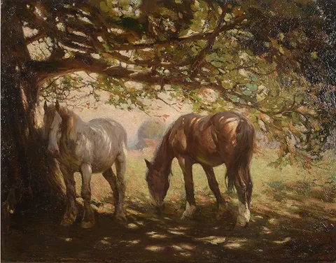 Frederick Hall, Two Horses in the Shade
