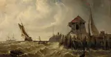 Arthur Joseph Meadows, Fishing boats off a jetty