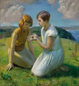 Harold Harvey, Two young girls with a butterfly