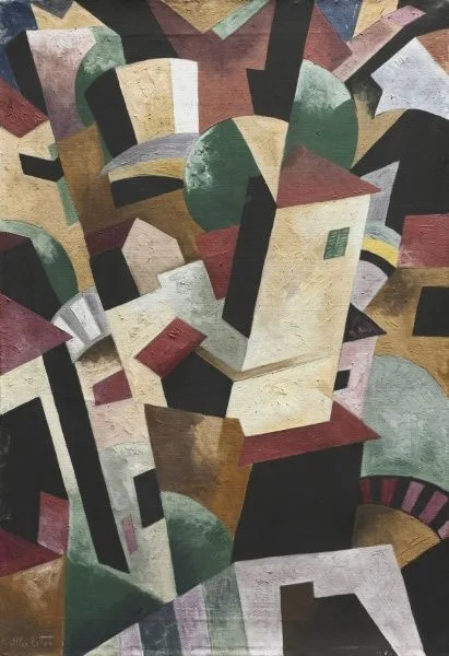 Alexandra Exter, Landscape with Houses and Trees