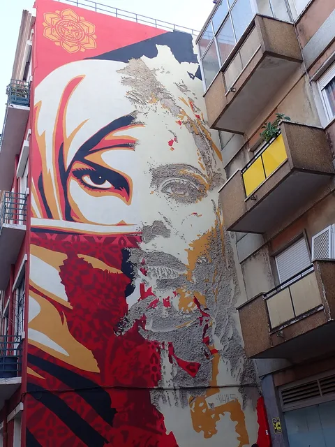 Vhils, Mural by Shepard Fairey & Vhils in Lisbon