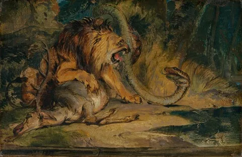 Edwin Henry Landseer, Lion Defending its Prey
