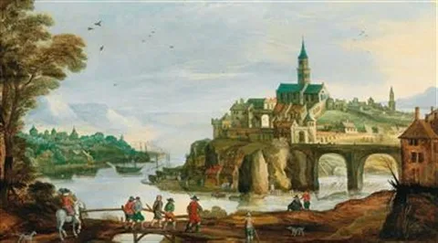 Philippe de Momper, Landscape with a town on a river, possibly Treviso