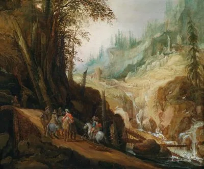 Philippe de Momper, Rocky landscape with riders