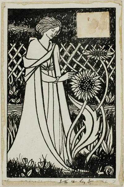 Aubrey Vincent Beardsley, Decorative Study: Woman with Sunflowers